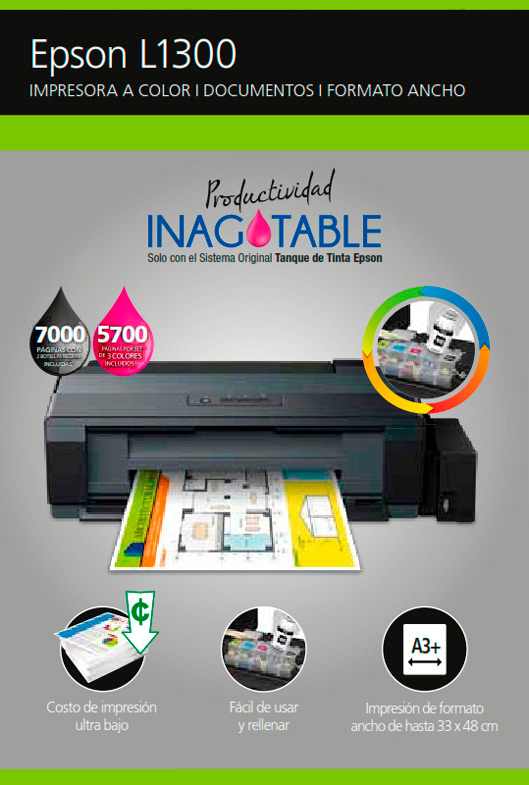 Impresora Epson Tinta Color A3+ Stylus L1300 - Grupo Comercial JDM Ltda.