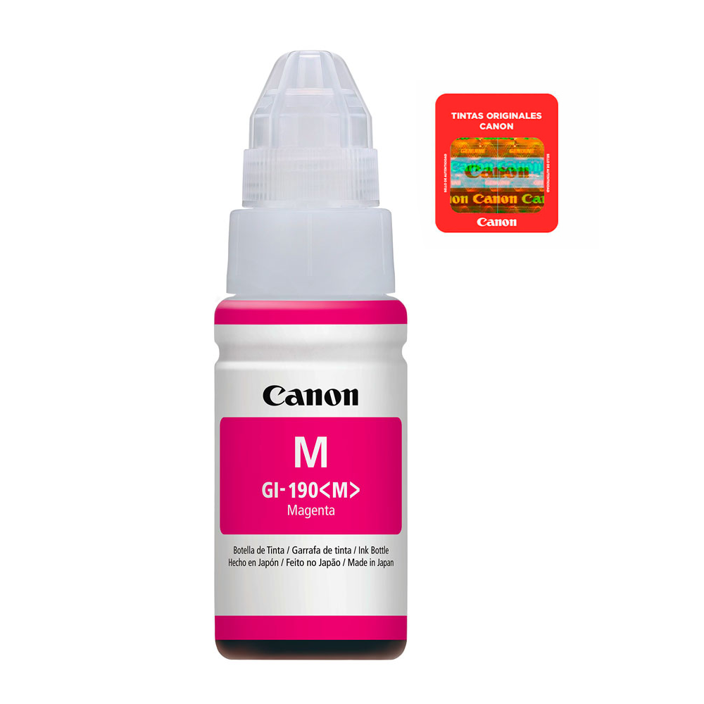 Botella de tinta Canon Gi-190 en color Magenta.