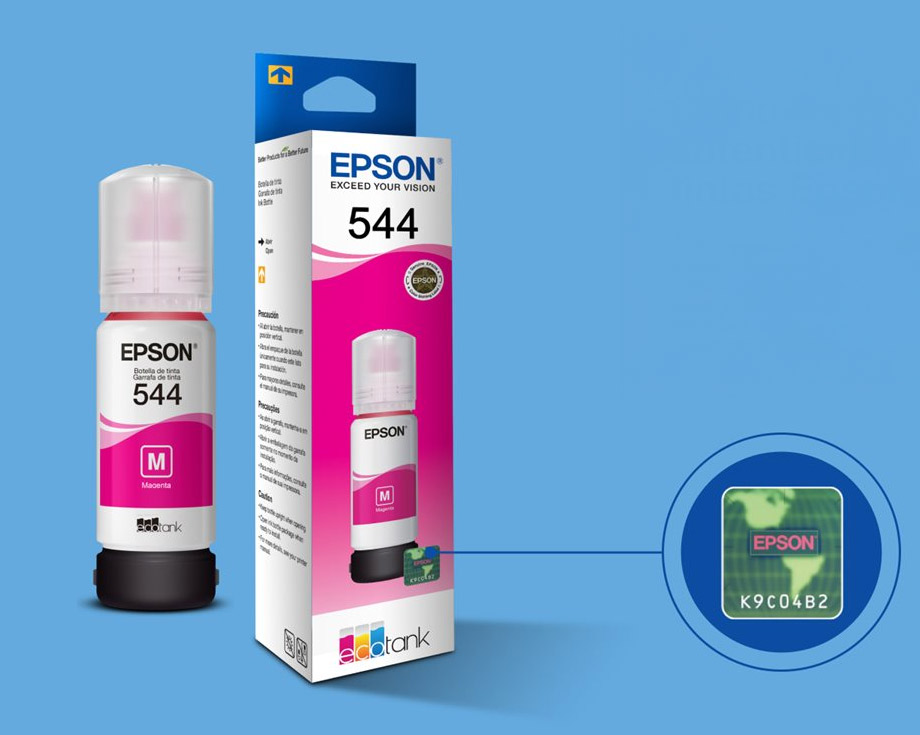 Holograma de seguridad en la caja de la tinta Epson