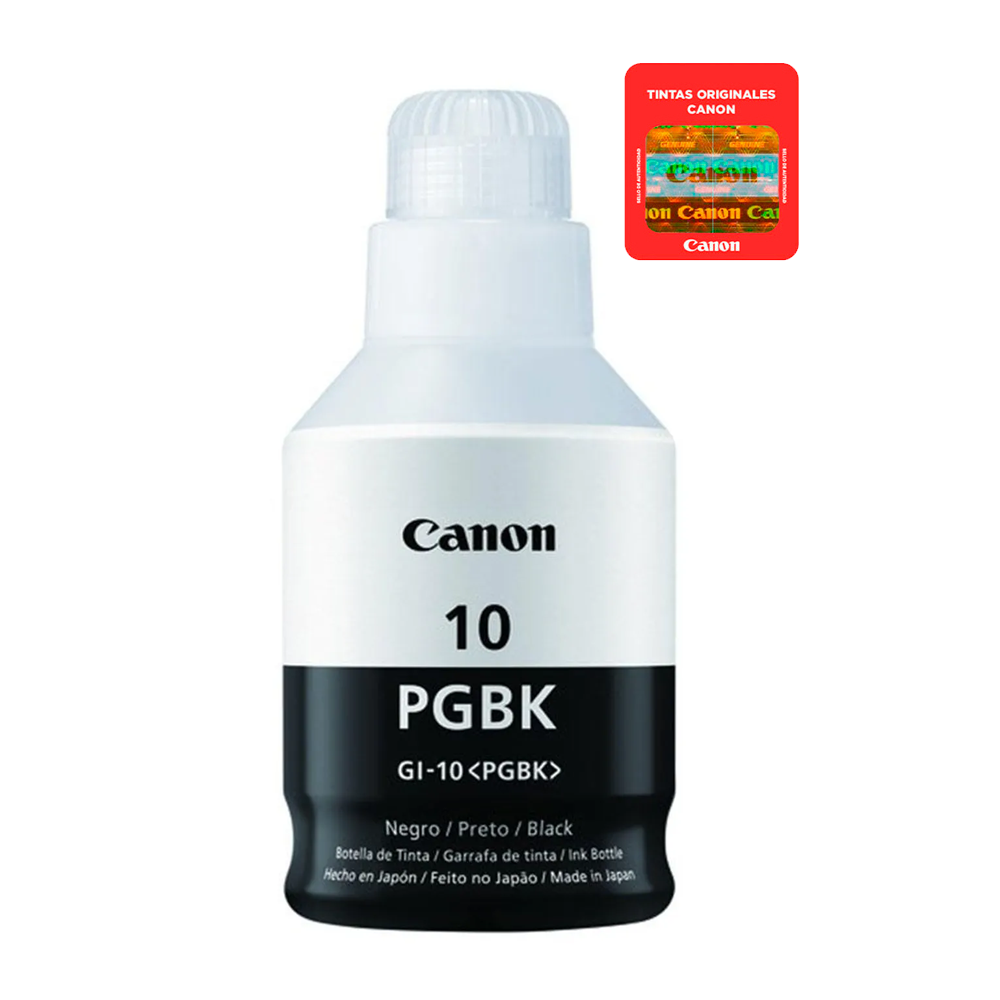 Botella de Tinta Canon GI-10 Negra, 170 ml.