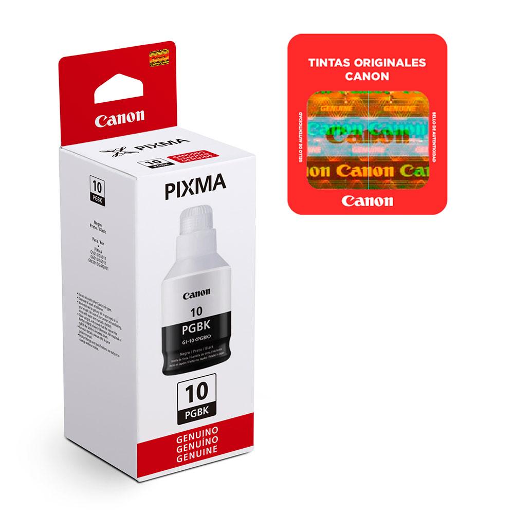 Envase de tinta Canon fabricado en China.