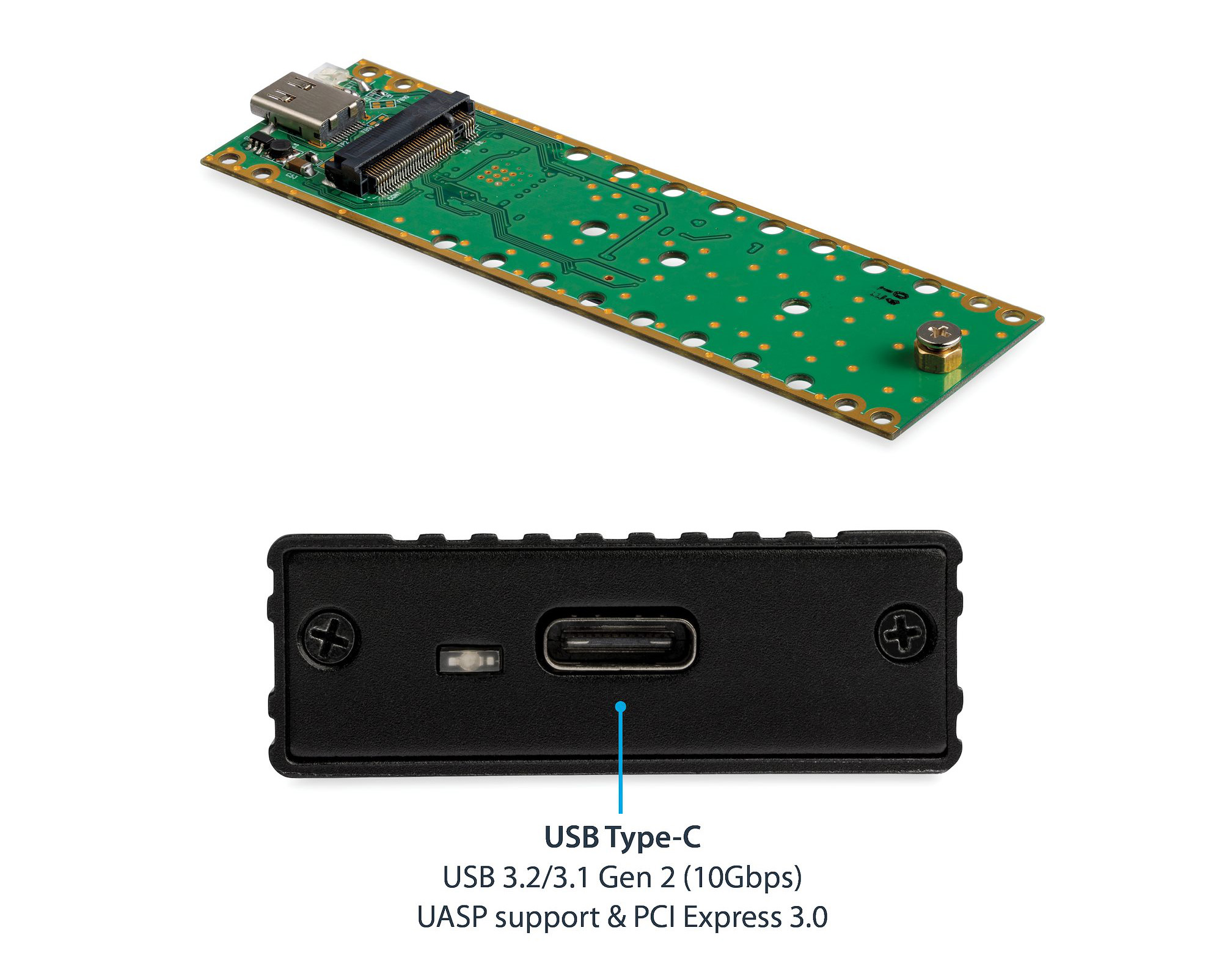 Cofre externo StarTech de aluminio color negro con cable USB-C