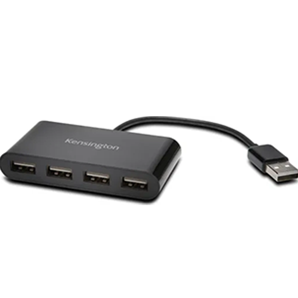 Hub USB de 4 puertos color negro, compacto