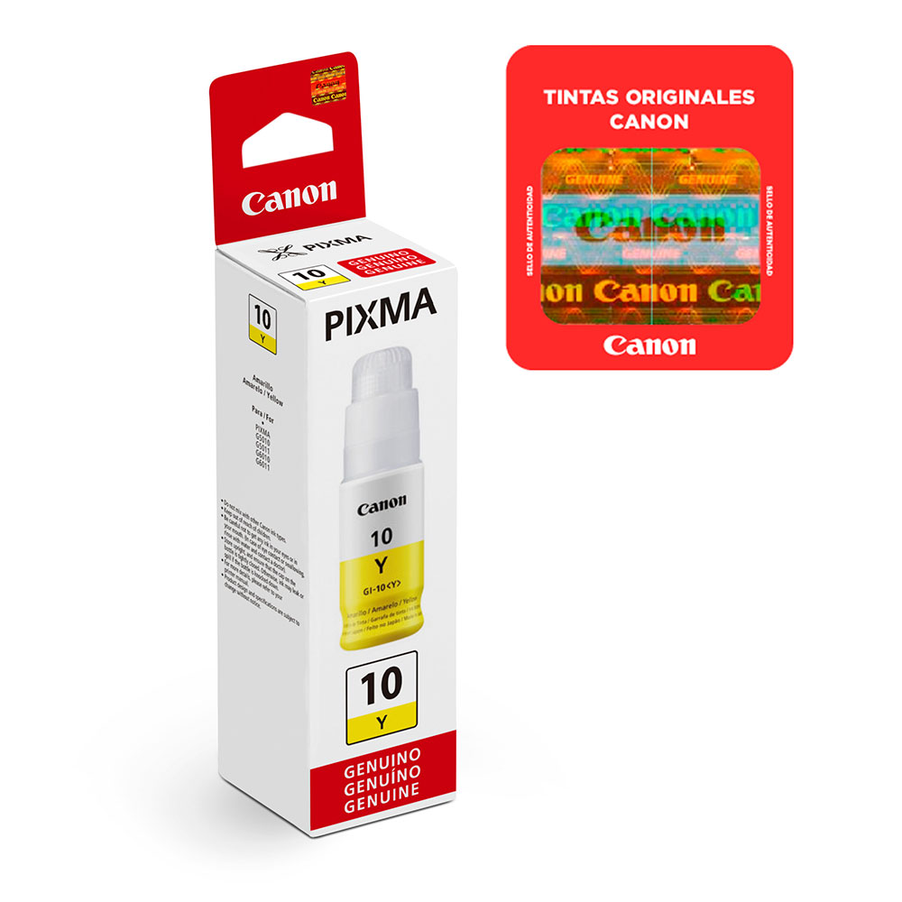 Tinta Canon GI-10 Amarillo para impresoras PIXMA G.