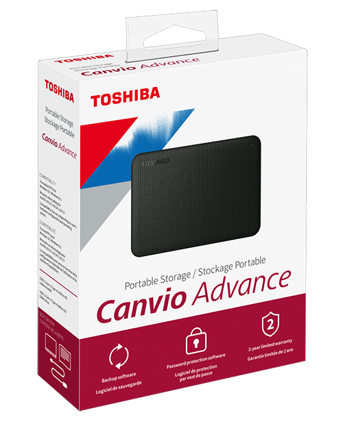 Disco externo Canvio Advance en su caja de embalaje
