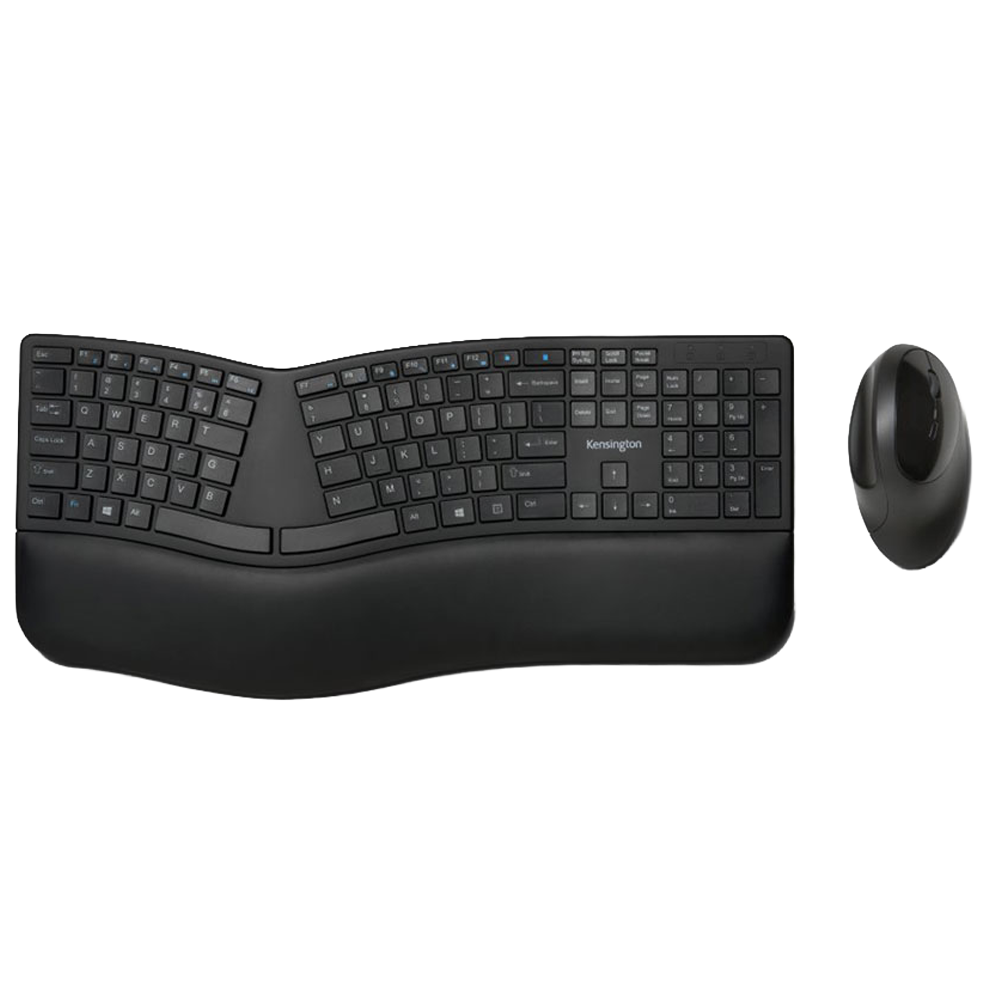Combo de teclado dividido y mouse ergon&oacute;mico Kensington en un entorno de oficina