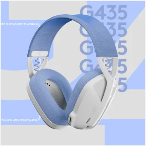 Auricular Logitech G435 iluminado, destacando dise&ntilde;o moderno y est&eacute;tica gamer