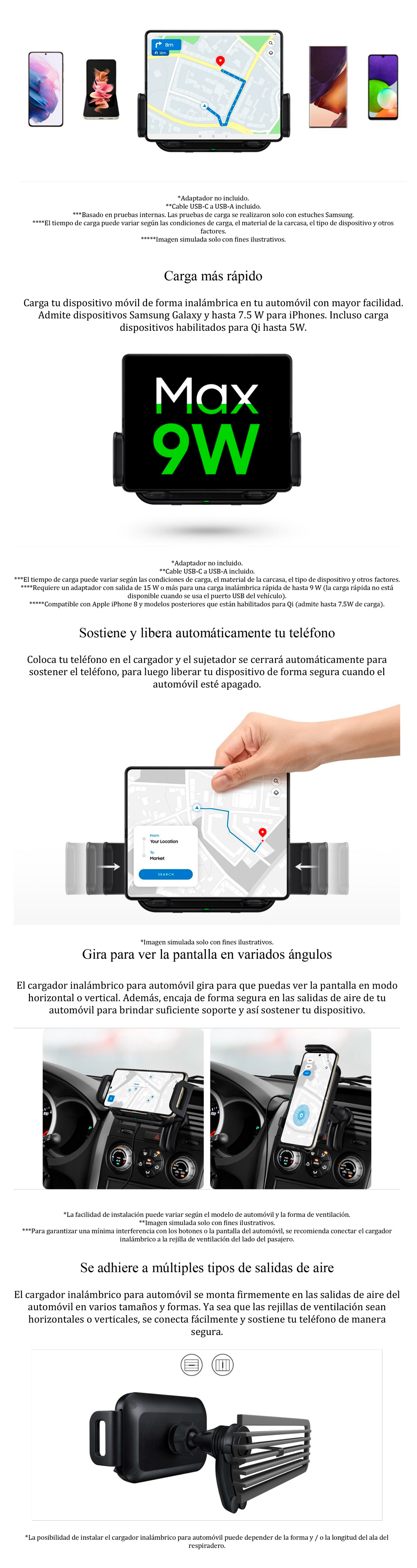 Cargador Inalambrico Original Carga Rapida Para Telefonos Celular Samsung  iPhone