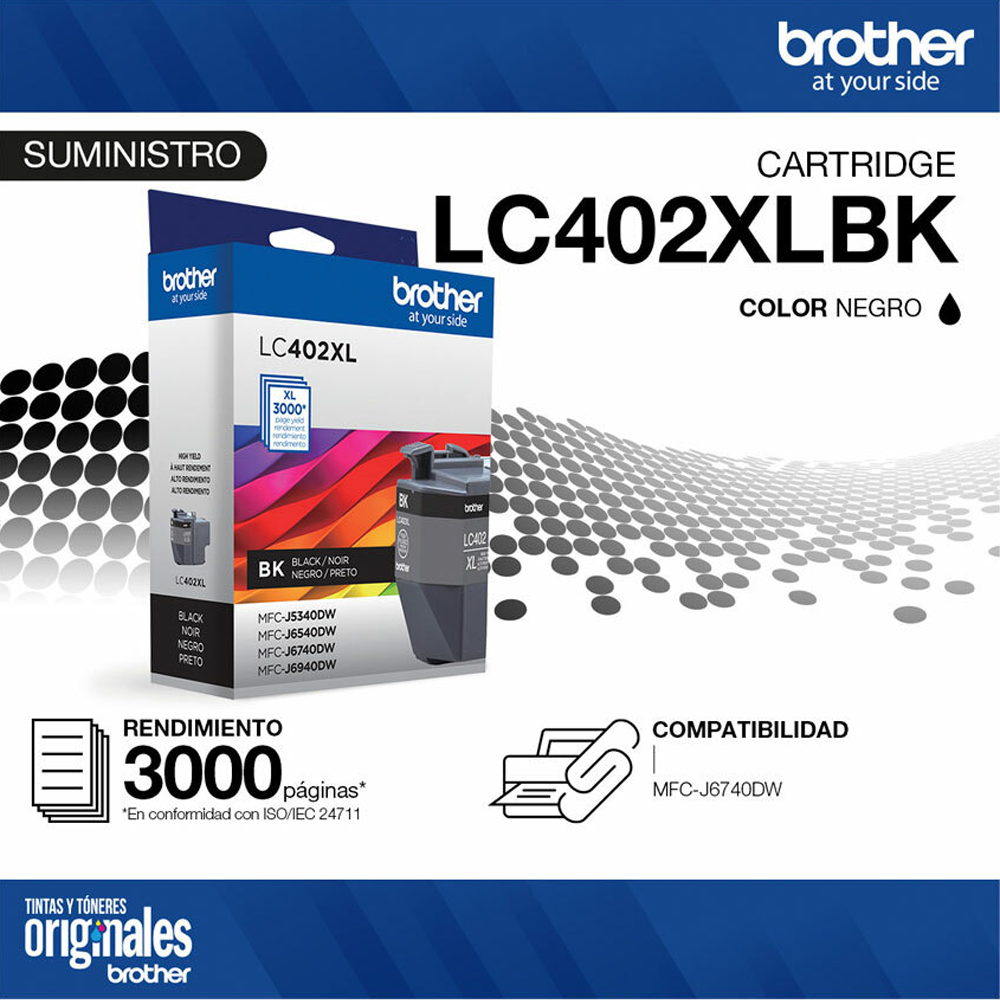 Compatibilidad del cartucho Brother LC402XLBKS