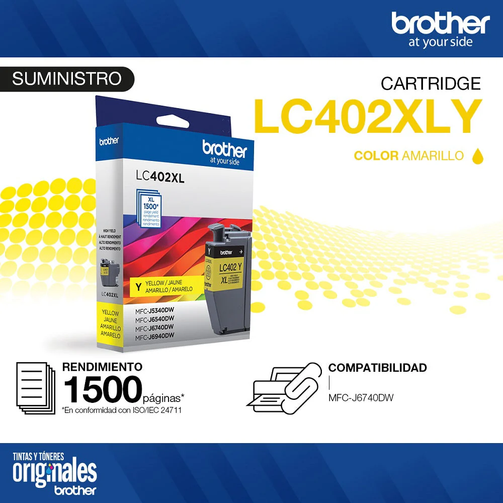Empaque de la tinta Brother LC402Y XL