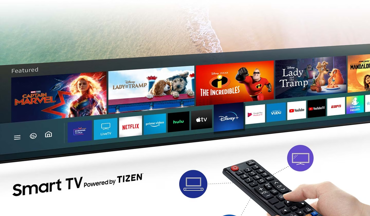 Vista de Samsung HD T4202 destacando su sistema operativo Tizen