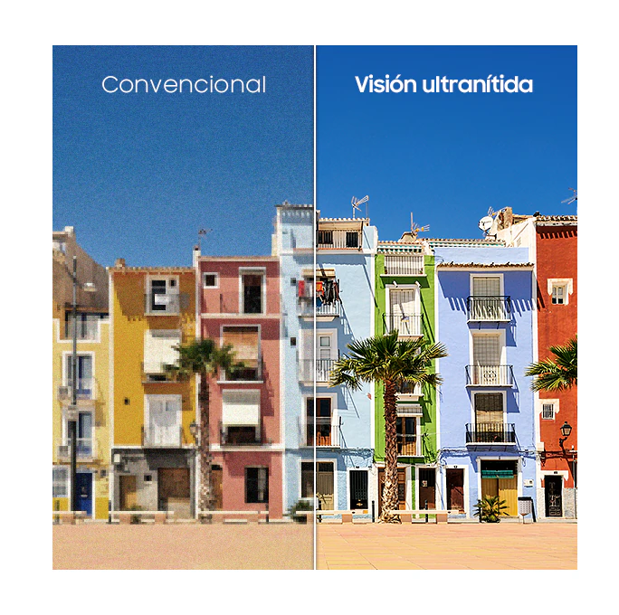 Imagen simulada comparando la calidad de imagen Ultra Clea View de Smart TV Samsung HD T4202 comparado con pantalla tradicional
