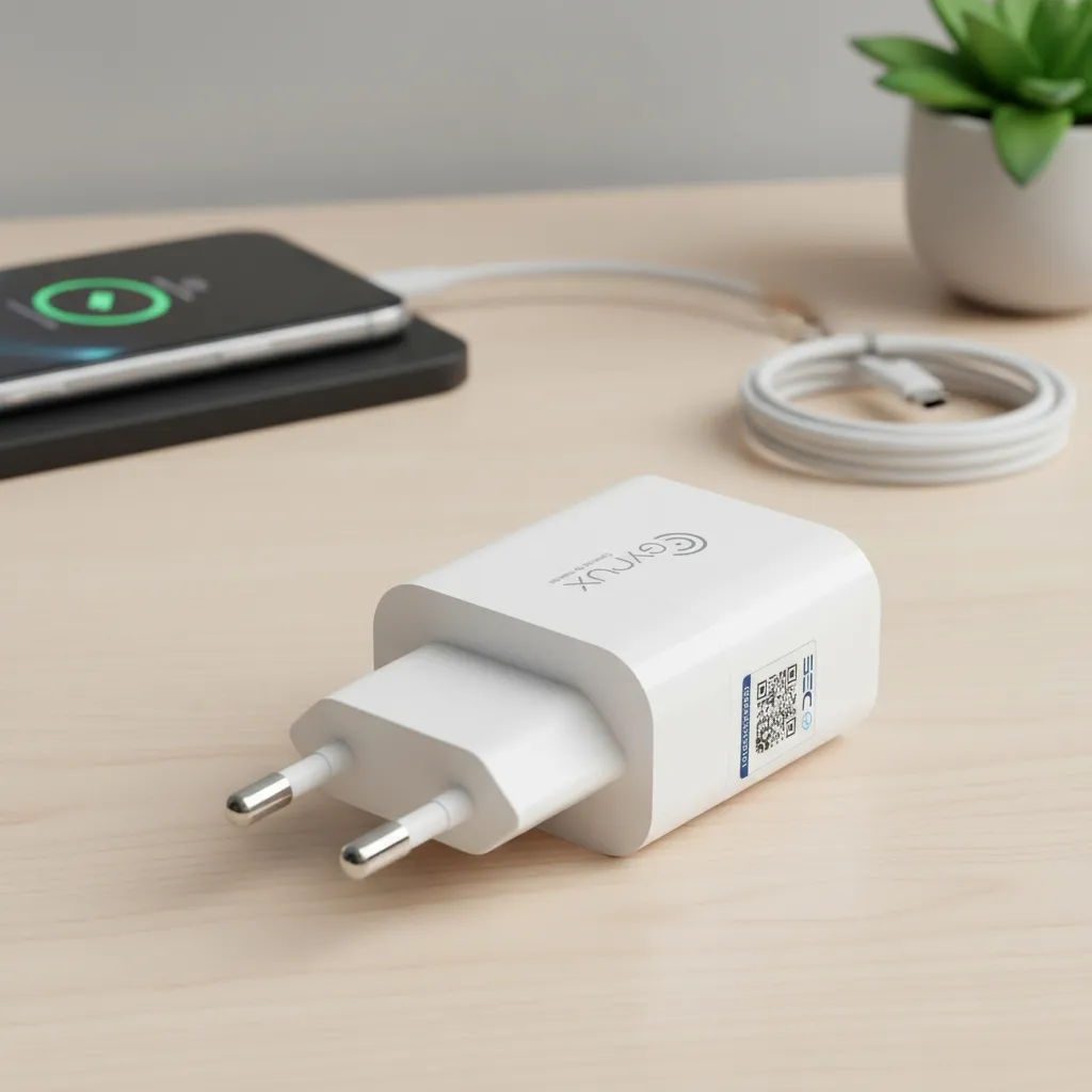 Cargador Gyrux 30W mostrando su dise&ntilde;o compacto y tecnolog&iacute;a de carga r&aacute;pida USB-C