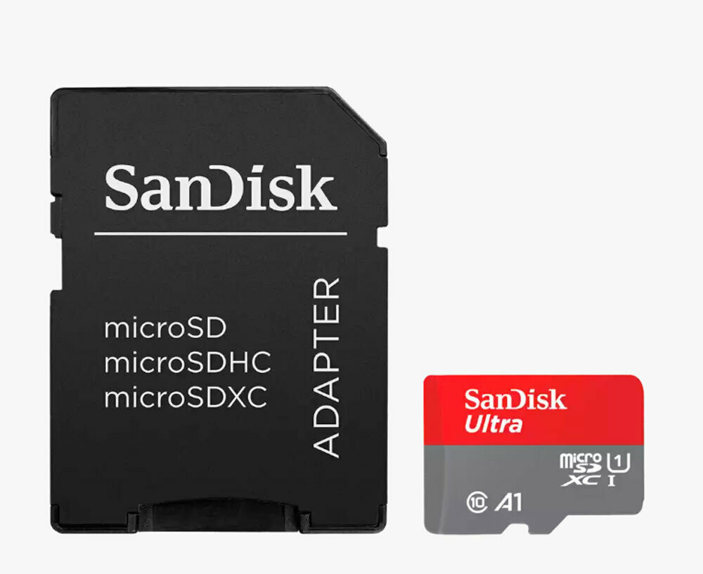 Imagen de la Memoria 256GB microSDXC (150MB/s) UHS-1 U1 A1 Ultra y adaptador con fondo blanco