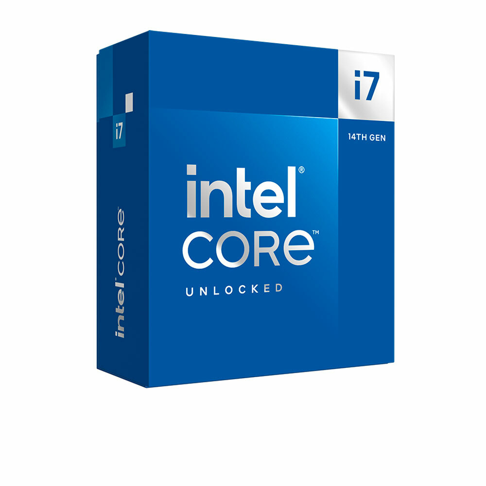 Imagen de la   CPU Intel Core i7-14700K (s1700) en un fondo blanco.