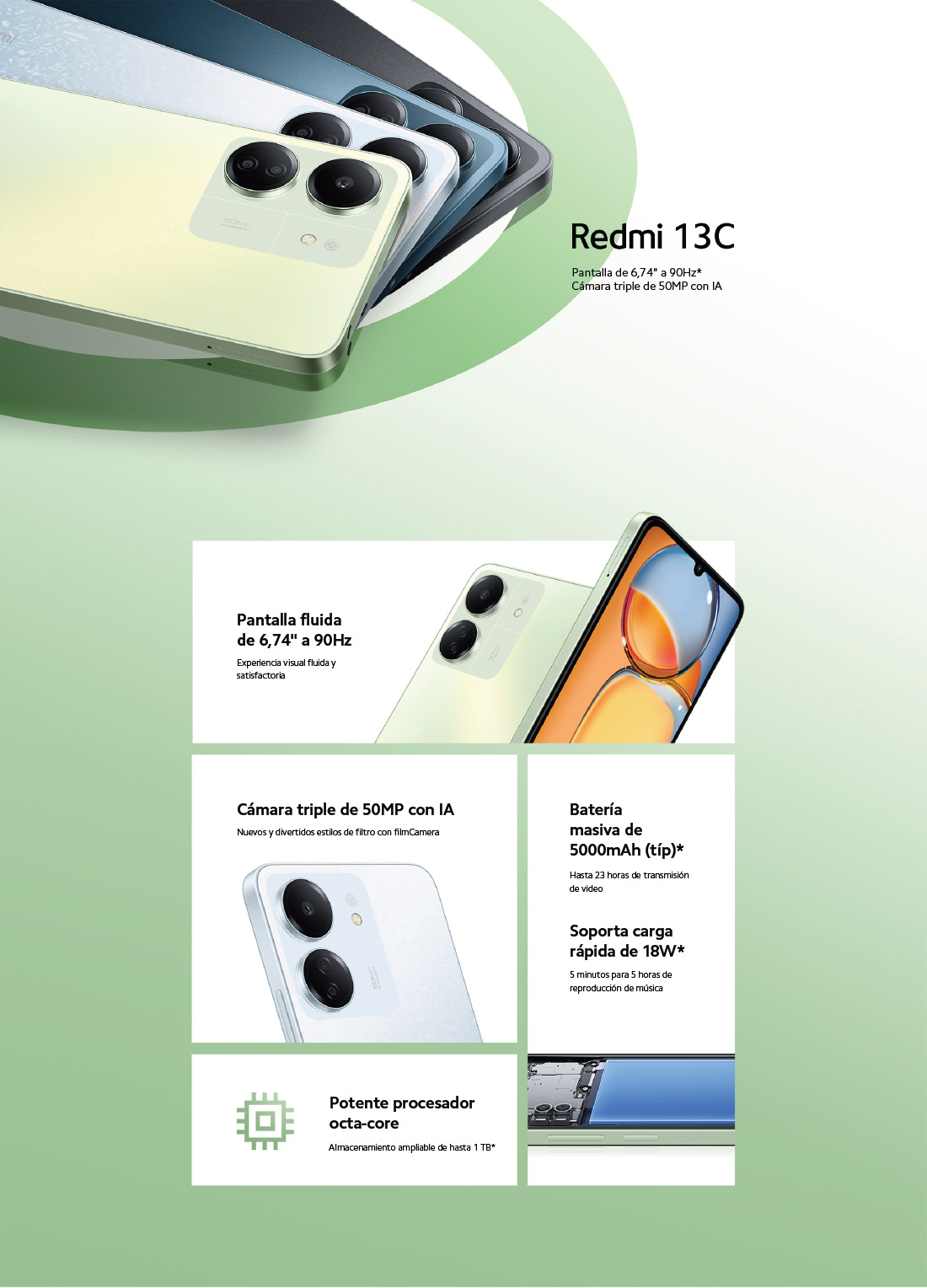 Celular Xiaomi Redmi 13C 128GB, 4GB ram, cámara principal 50MP +