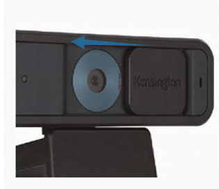 Vista lateral de la webcam Kesingtone W2000 con soporte ajustable para monitor.
