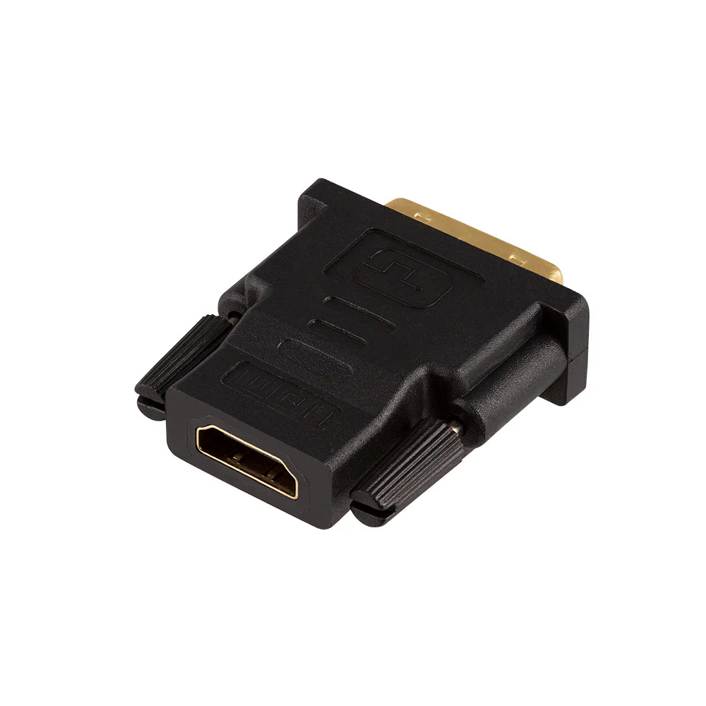 Adaptador DVI-D a HDMI hembra Argom mostrando conector HDMI para equipos de video