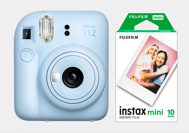 Kit Fuji Mini 12 color azul con pel&iacute;cula instant&aacute;nea de 10 tomas Fujifilm