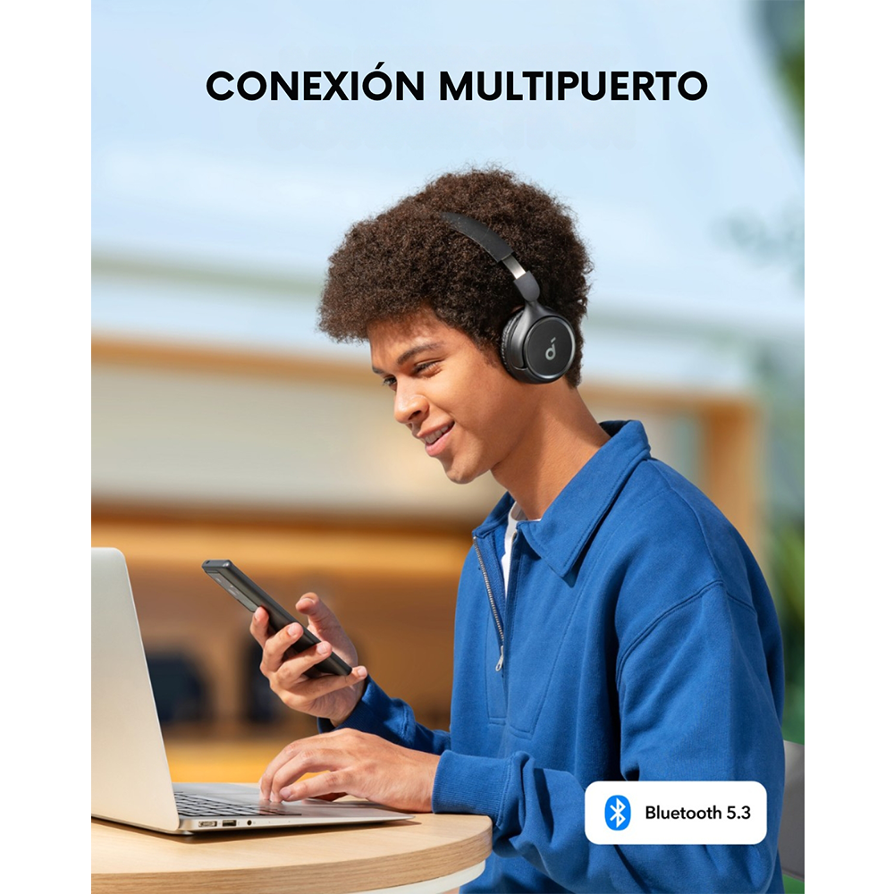 Vista de los aud&iacute;fonos Soundcore H30i destacando su construcci&oacute;n y ligereza