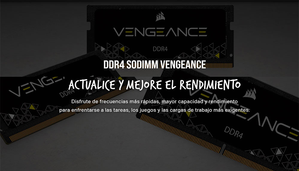 Memoria RAM Corsair DDR4 SODIMM 16GB 3200MHz CL22 para notebook vista frontal