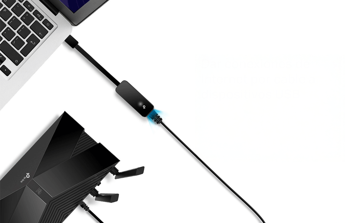 Empaque del adaptador TP-Link UE306, incluye imagen del producto y especificaciones destacadas
