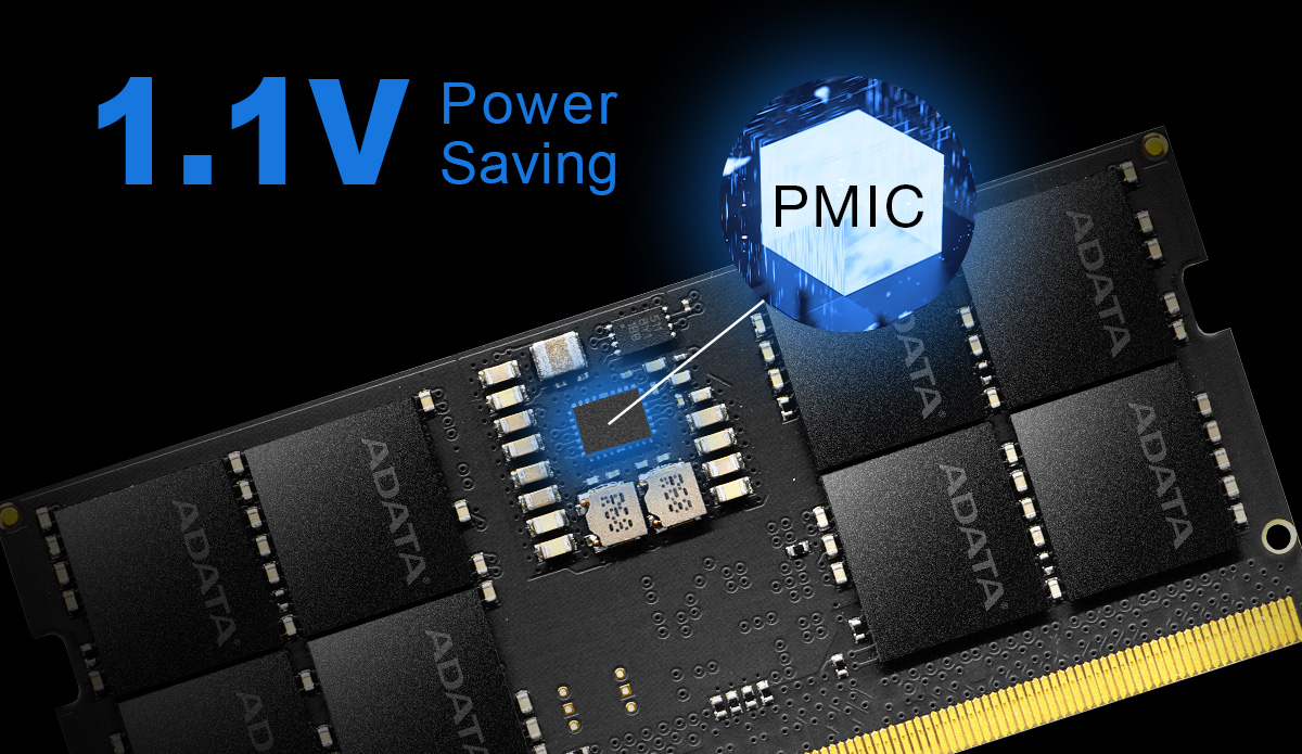 M&oacute;dulo de memoria DDR5 SODIMM 16GB para notebook mostrando detalle del dise&ntilde;o y componentes.