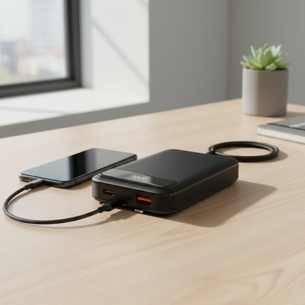 Power bank Gyrux de 20W mostrando su indicador LED de carga