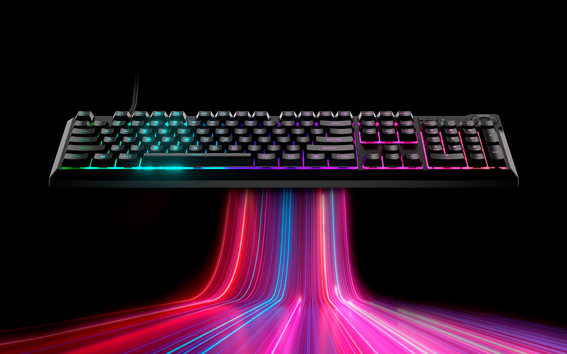 Teclado gamer retroiluminado, teclado gamer K55 CORE RGB, marca corsair, modelo CH-9226C65-SP