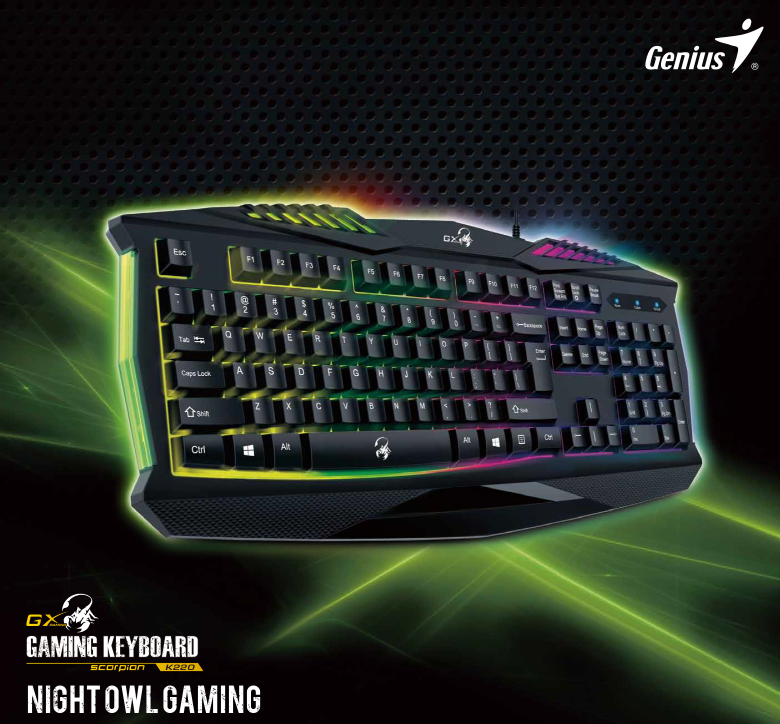 Teclado Gamer con luces Genius Scorpion K220, modelo 31310475101