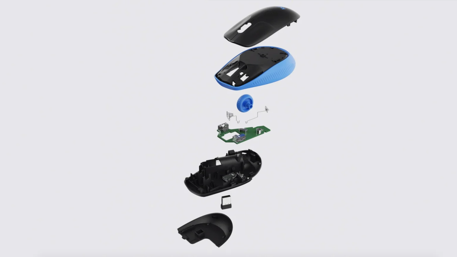 Vista lateral derecha del mouse Logitech M190 gris marengo, dise&ntilde;o ergon&oacute;mico de tama&ntilde;o completo
