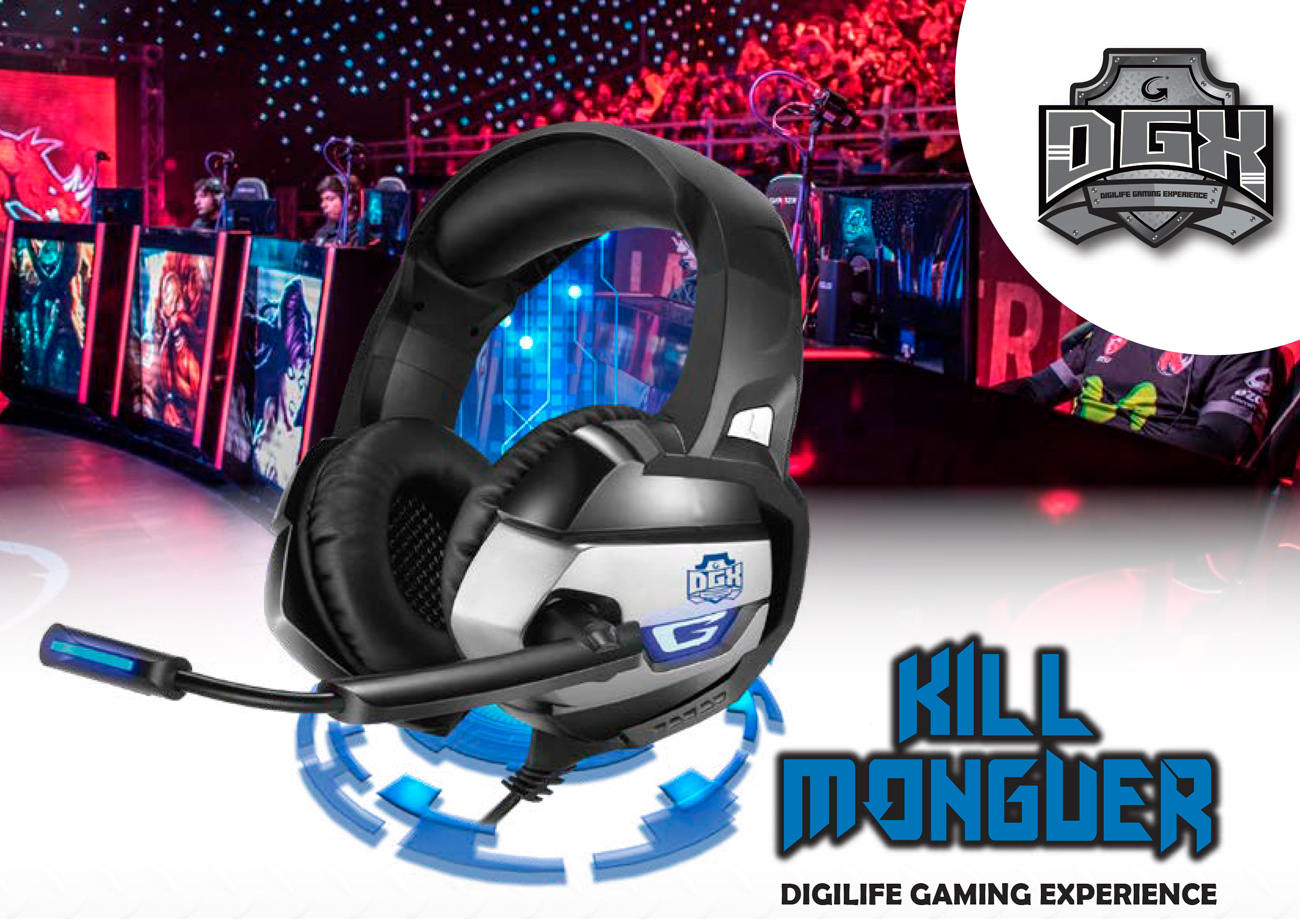 Audifonos gamer con control de volumen y micrófono kill monger modelo I25DGX310004