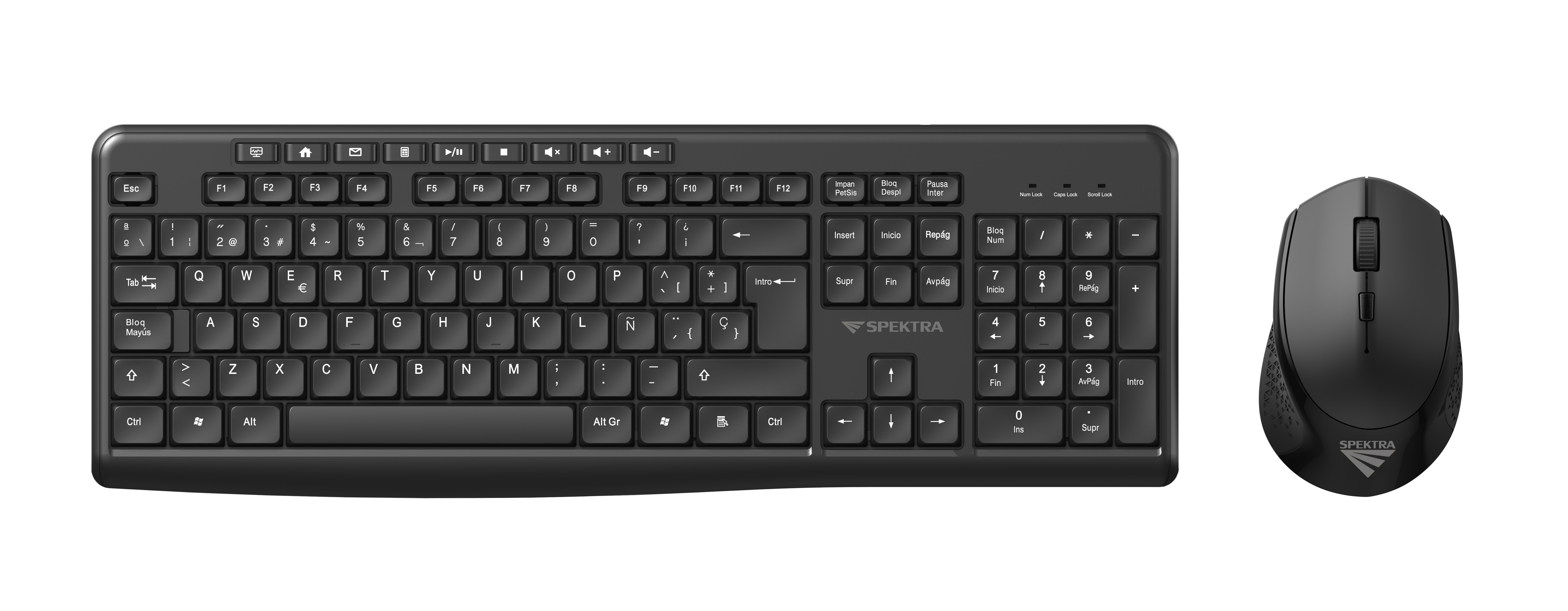 Combo teclado y mouse Spektra con conexi&oacute;n USB, dise&ntilde;o ergon&oacute;mico y acabado en color negro