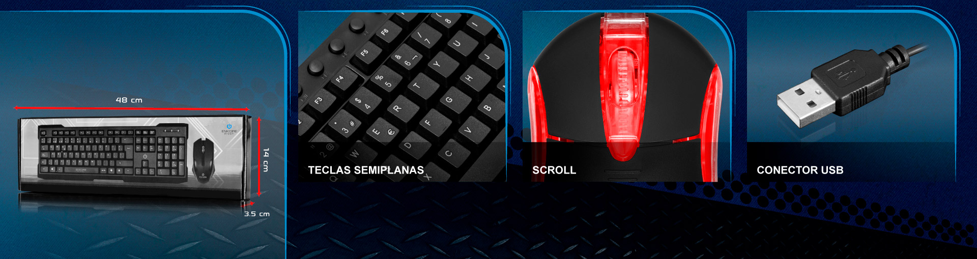 KIT TECLADO + MOUSE MULTIMEDIA USB ENKORE