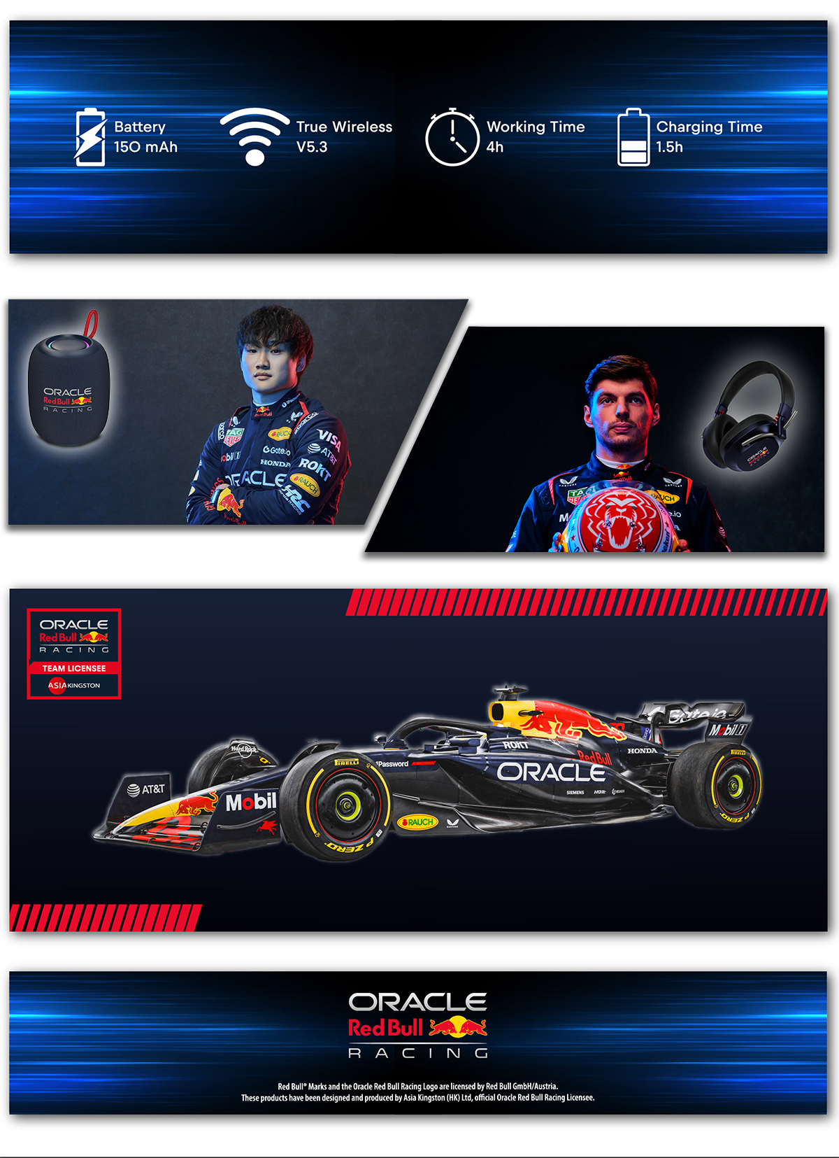 Aud&iacute;fonos In ear Oracle Red Bull Racing RB-EB200