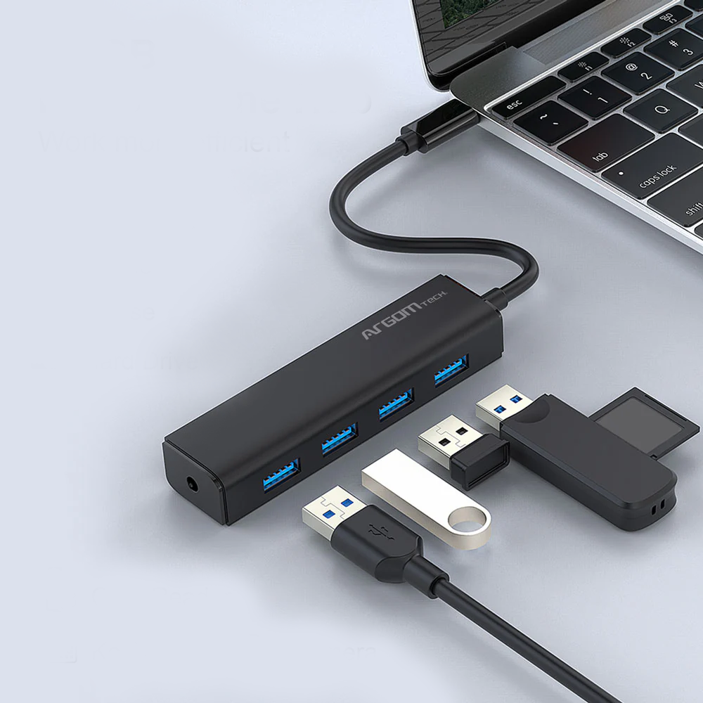 Mini Hub de 4-puertos USB 3.0 5GBPS Tipo-C Argom