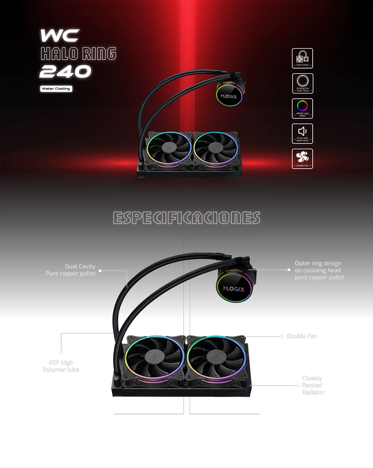 Refrigeraci&oacute;n Liquida Ring Halo ARGB 240mm