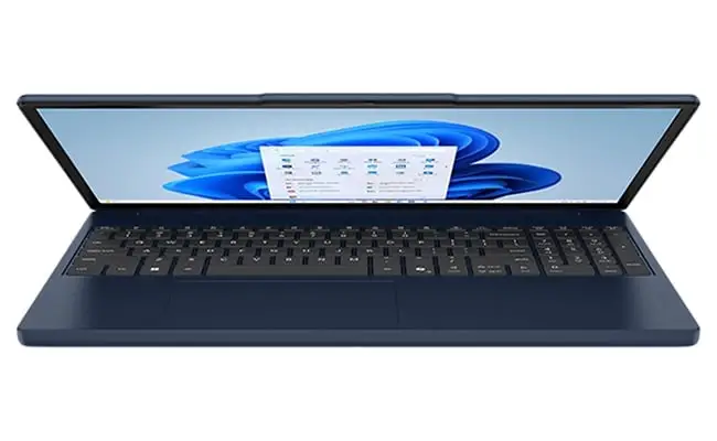 Vista trasera de la laptop Lenovo IdeaPad Slim 3 en color Arctic Grey, dise&ntilde;o delgado y moderno
