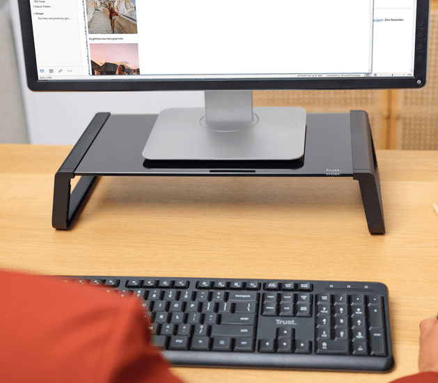 Soporte de monitor de cristal templado Negro