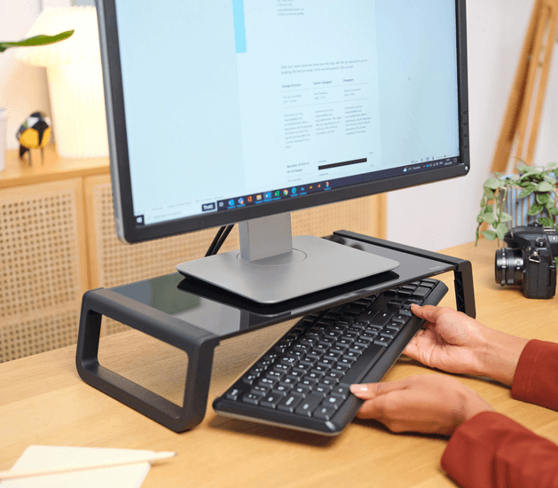 Soporte de monitor de cristal templado Negro