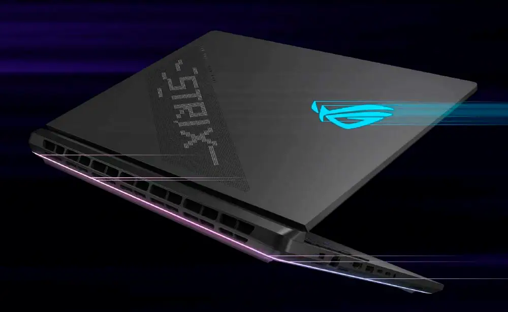 Vista inferior del Notebook ASUS U9 ARL HX con sistema de ventilaci&oacute;n y acabados premium