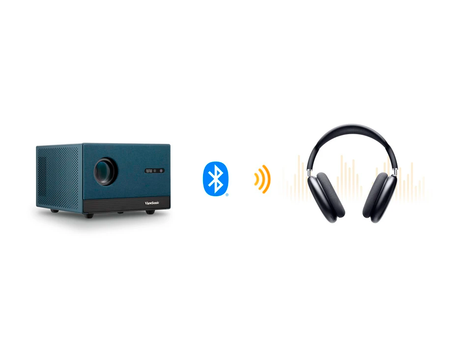 Imagen esquem&aacute;tica demoestrando la capacidad de conexi&oacute;n Bluetooth del Proyector LED LX60HD