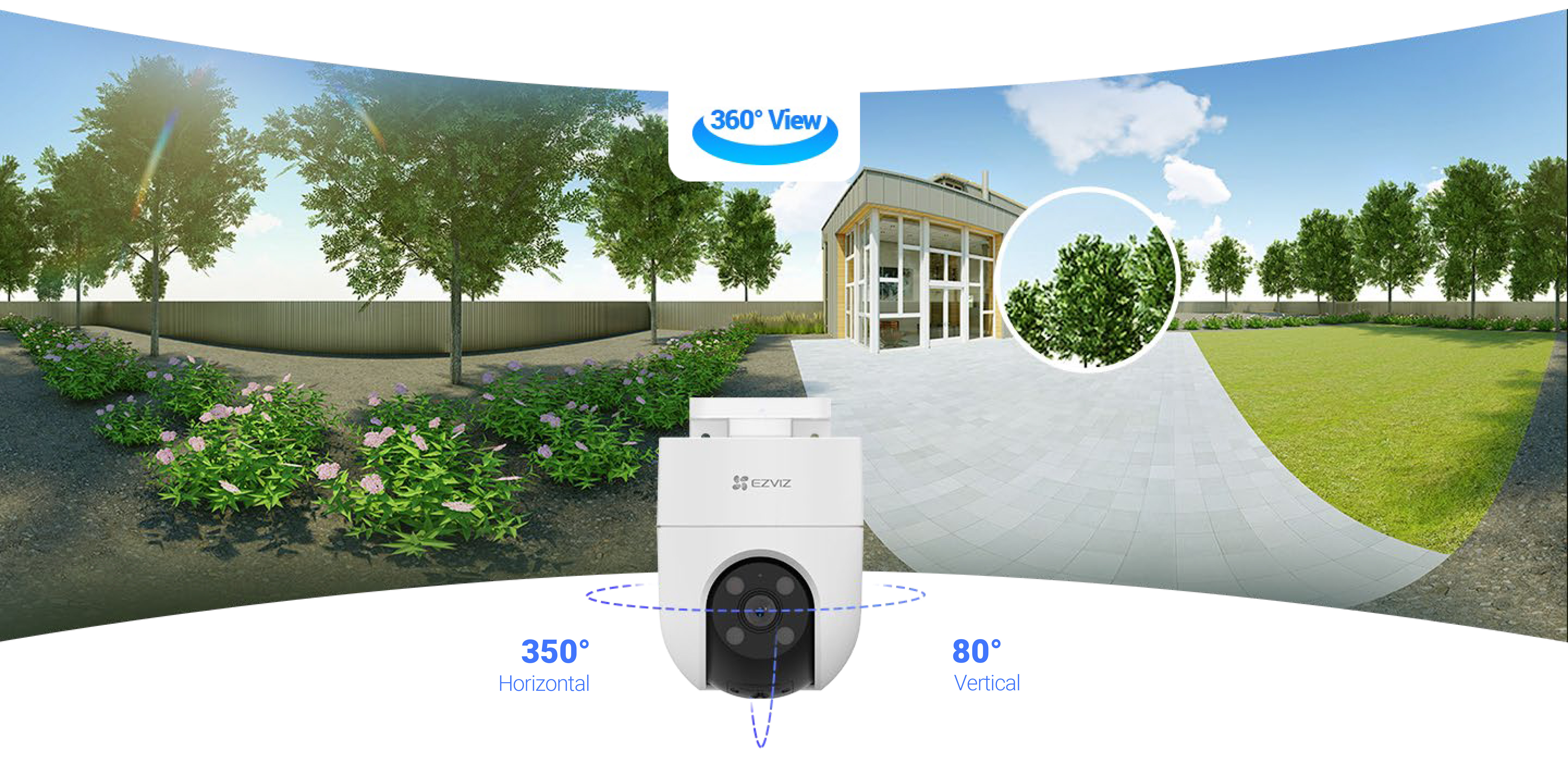 Vista trasera de la c&aacute;mara de seguridad EZVIZ IP exterior 360 grados