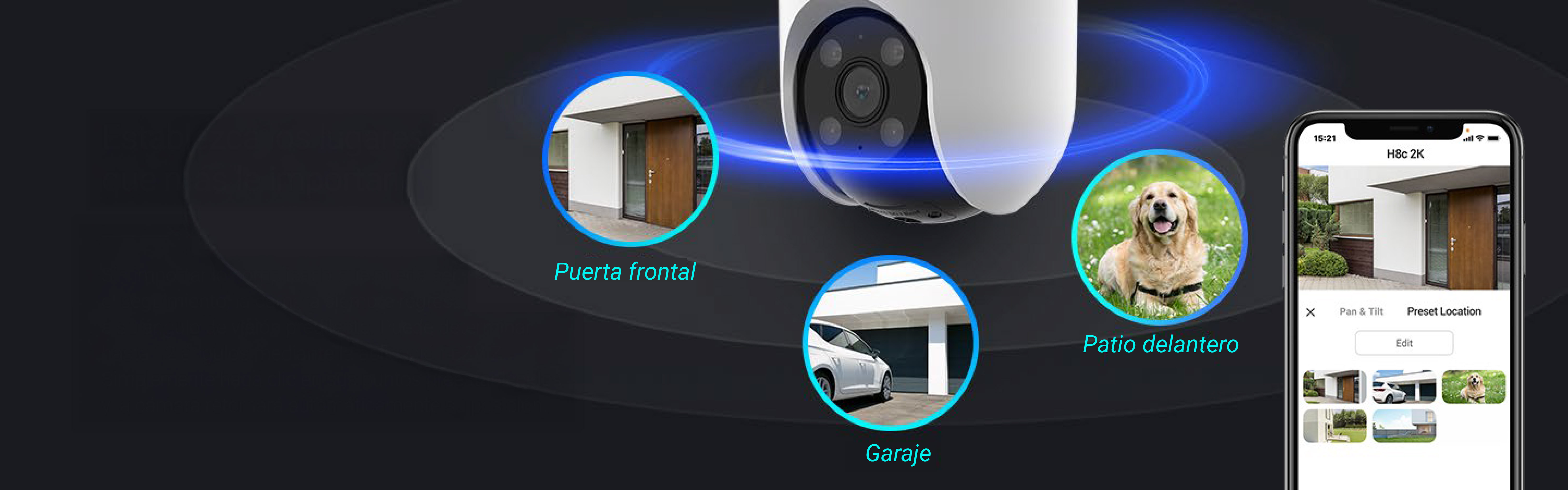 Detalle del lente de la c&aacute;mara de seguridad IP EZVIZ exterior 360 grados