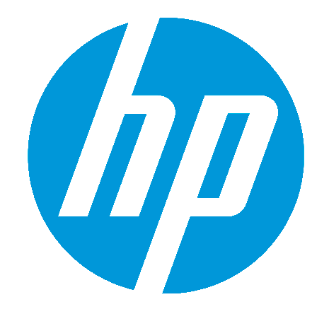 Imagen del logo de la marca HP de color celeste.