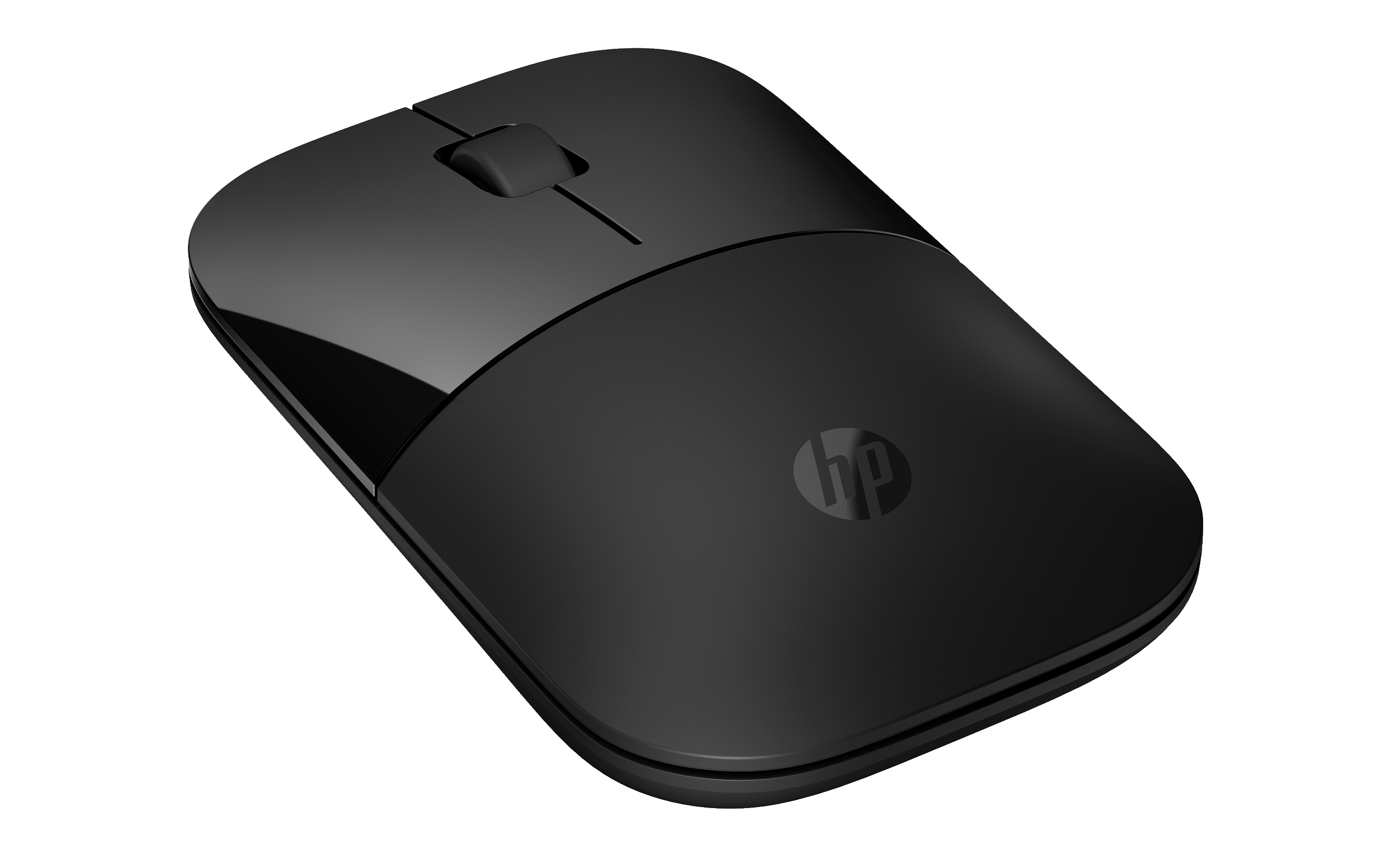Imagen frontal del mouse Dual Wireless HP Z3700 con inclinación hacia la derecha.