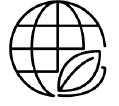 Ícono de un globo terráqueo con un símbolo sustentable.