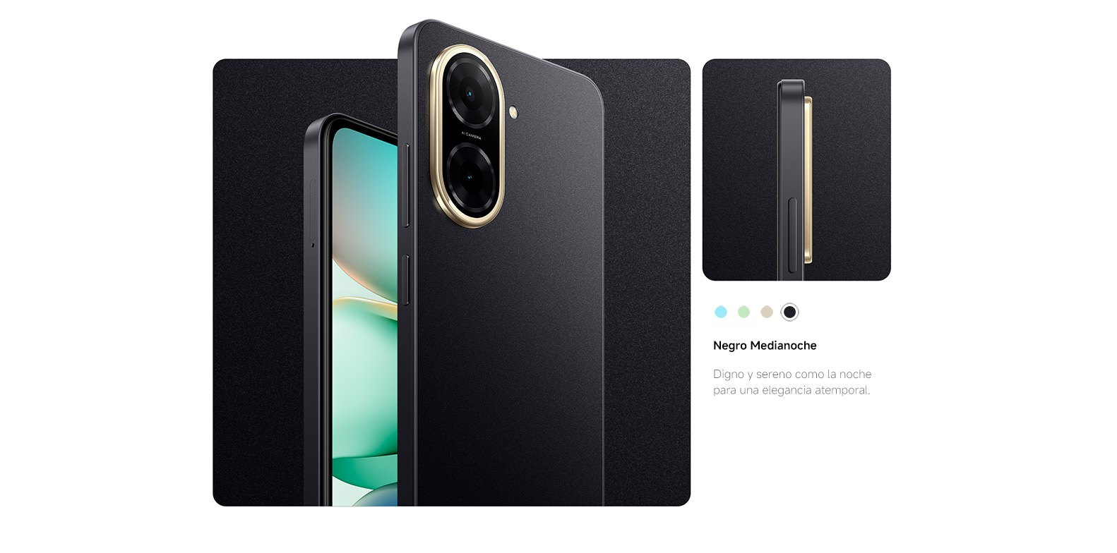 Xiaomi Redmi A5 negro sobre fondo blanco, mostrando dise&ntilde;o completo del equipo
