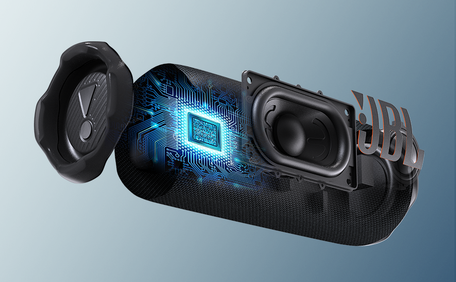 Parlante Bluetooth port&aacute;til JBL Flip 7 negro, vista frontal horizontal
