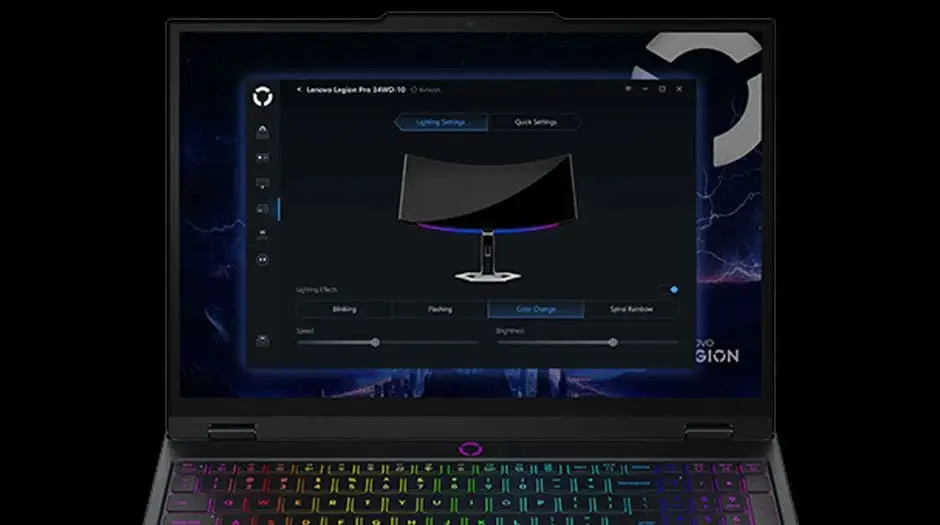Notebook Lenovo Legion 9&ordf; generaci&oacute;n, procesador Intel Core i7, pantalla de 15 pulgadas Full HD, vista lateral